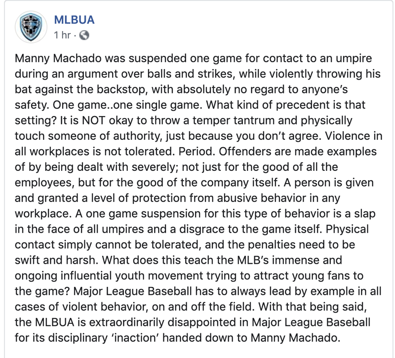 Illustration for article titled MLB Umpires Throw Whiny Tantrum Over Manny Machado's Whiny Tantrum